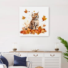 Kitten Among Autumn Leaves