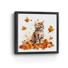 Kitten Among Autumn Leaves