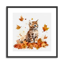 Kitten Among Autumn Leaves