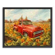 Truck and pumpkin field
