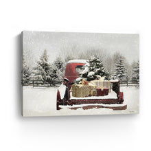 Snowy Presents Red Truck Bed