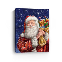 Santa With His Sack on Blue
