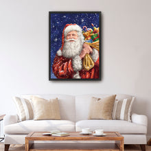 Santa With His Sack on Blue