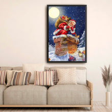 Santa at Chimney With Moon