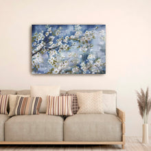 Cherry Blossom Branch Blue and White Landscape