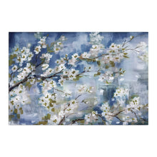 Cherry Blossom Branch Blue and White Landscape