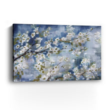 Cherry Blossom Branch Blue and White Landscape