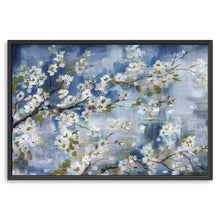 Cherry Blossom Branch Blue and White Landscape