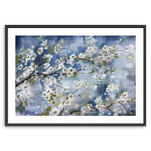 Cherry Blossom Branch Blue and White Landscape