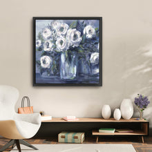 Indigo And White Blooms in Mason Jar