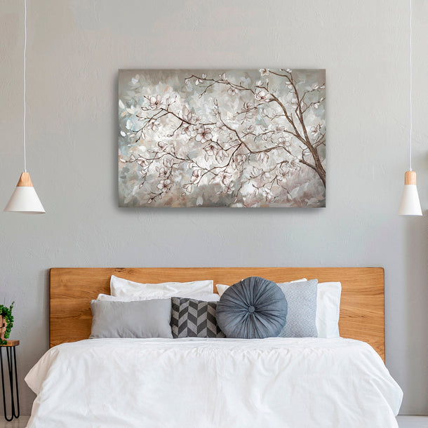 Magnolia Branches Neutral Landscape Canvas Wall Art