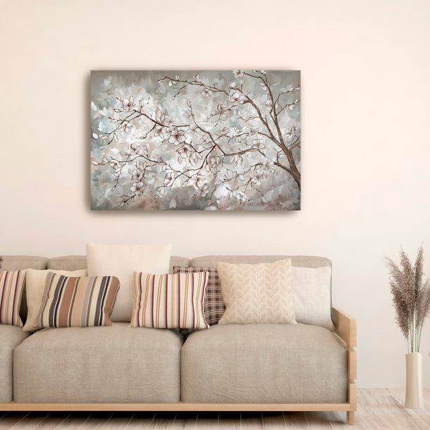 Magnolia Branches Neutral Landscape Canvas Wall Art