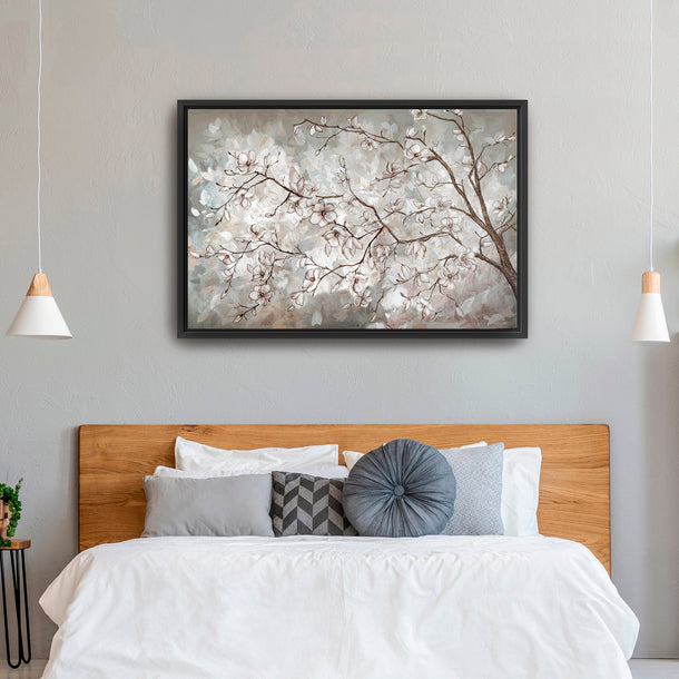 Magnolia Branches Neutral Landscape Canvas Wall Art