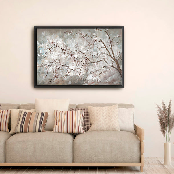 Magnolia Branches Neutral Landscape Canvas Wall Art