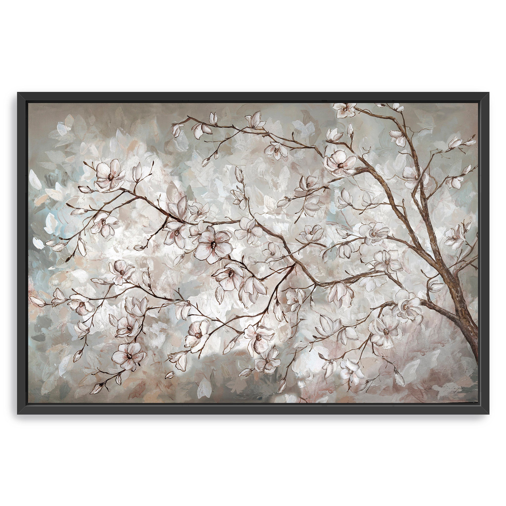 Magnolia Branches Neutral Landscape Canvas Wall Art