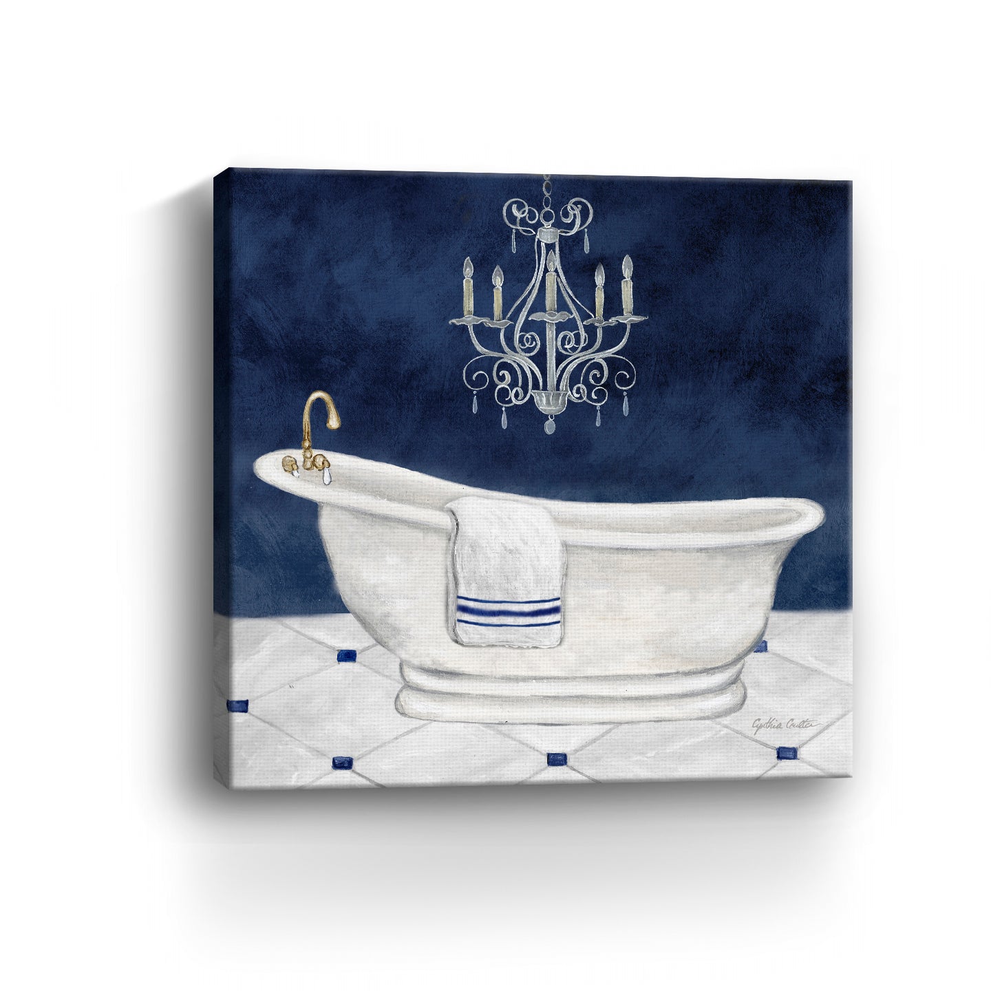 Navy Blue Bath I Canvas Wall Art Made of Premium Quality Materials